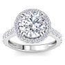 5 Carat Round Lab Grown Diamond Halo Engagement Ring In 14K White Gold Image-1