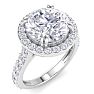 5 Carat Round Lab Grown Diamond Halo Engagement Ring In 14K White Gold Image-2