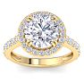 5 Carat Round Lab Grown Diamond Halo Engagement Ring In 14K Yellow Gold Image-1