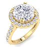 5 Carat Round Lab Grown Diamond Halo Engagement Ring In 14K Yellow Gold Image-2