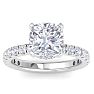 5 Carat Cushion Cut Lab Grown Diamond Hidden Halo Engagement Ring In 14K White Gold Image-1
