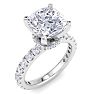 5 Carat Cushion Cut Lab Grown Diamond Hidden Halo Engagement Ring In 14K White Gold Image-2