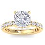 5 Carat Cushion Cut Lab Grown Diamond Hidden Halo Engagement Ring In 14K Yellow Gold Image-1
