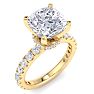 5 Carat Cushion Cut Lab Grown Diamond Hidden Halo Engagement Ring In 14K Yellow Gold Image-2