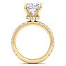 5 Carat Cushion Cut Lab Grown Diamond Hidden Halo Engagement Ring In 14K Yellow Gold Image-3