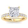 5 Carat Princess Cut Lab Grown Diamond Hidden Halo Engagement Ring In 14K Yellow Gold Image-1