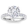 5 Carat Round Lab Grown Diamond Hidden Halo Engagement Ring In 14K White Gold Image-1