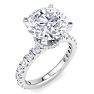 5 Carat Round Lab Grown Diamond Hidden Halo Engagement Ring In 14K White Gold Image-2
