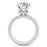 5 Carat Round Lab Grown Diamond Hidden Halo Engagement Ring In 14K White Gold Image-3