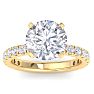 5 Carat Round Lab Grown Diamond Hidden Halo Engagement Ring In 14K Yellow Gold Image-1
