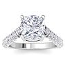 5 Carat Cushion Cut Lab Grown Diamond Curved Engagement Ring In 14K White Gold Image-1