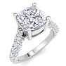 5 Carat Cushion Cut Lab Grown Diamond Curved Engagement Ring In 14K White Gold Image-2
