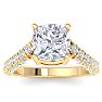 5 Carat Cushion Cut Lab Grown Diamond Curved Engagement Ring In 14K Yellow Gold Image-1