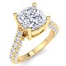 5 Carat Cushion Cut Lab Grown Diamond Curved Engagement Ring In 14K Yellow Gold Image-2
