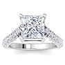 5 Carat Princess Cut Lab Grown Diamond Curved Engagement Ring In 14K White Gold Image-1