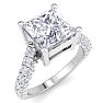 5 Carat Princess Cut Lab Grown Diamond Curved Engagement Ring In 14K White Gold Image-2