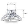 5 Carat Princess Cut Lab Grown Diamond Curved Engagement Ring In 14K White Gold Image-5