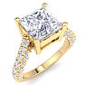 5 Carat Princess Cut Lab Grown Diamond Curved Engagement Ring In 14K Yellow Gold Image-2