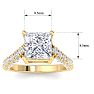 5 Carat Princess Cut Lab Grown Diamond Curved Engagement Ring In 14K Yellow Gold Image-5