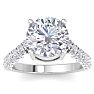 5 Carat Round Lab Grown Diamond Curved Engagement Ring In 14K White Gold Image-1