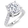 5 Carat Round Lab Grown Diamond Curved Engagement Ring In 14K White Gold Image-2