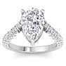 5 Carat Pear Shape Lab Grown Diamond Curved Engagement Ring In 14K White Gold Image-1