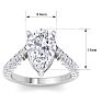5 Carat Pear Shape Lab Grown Diamond Curved Engagement Ring In 14K White Gold Image-5