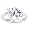 2 Carat Lab Grown Diamond Two Stone Engagement Ring, Pear-Pear, In 14K White Gold Image-1