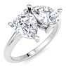 2 Carat Lab Grown Diamond Two Stone Engagement Ring, Pear-Pear, In 14K White Gold Image-2