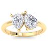 2 Carat Lab Grown Diamond Two Stone Engagement Ring, Pear-Pear, In 14K Yellow Gold Image-1