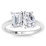 2 Carat Lab Grown Diamond Two Stone Engagement Ring, Emerald-Oval, In 14K White Gold Image-1