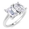 2 Carat Lab Grown Diamond Two Stone Engagement Ring, Emerald-Oval, In 14K White Gold Image-2