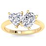 2 Carat Lab Grown Diamond Two Stone Engagement Ring, Heart-Oval, In 14K Yellow Gold Image-1