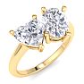 2 Carat Lab Grown Diamond Two Stone Engagement Ring, Heart-Oval, In 14K Yellow Gold Image-2