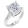 4 Carat Cushion Cut Lab Grown Diamond Solitaire Engagement Ring In 14K White Gold Image-3