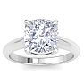 5 Carat Cushion Cut Lab Grown Diamond Solitaire Engagement Ring In 14K White Gold Image-1