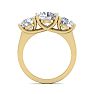 4 Carat Lab Grown Diamond Three Stone Ring In 14 Karat Yellow Gold Image-4