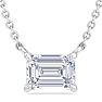 1 Carat Emerald Cut Lab Grown Diamond Solitaire Necklace In 14 Karat White Gold Image-1