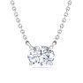 1 Carat Oval Shape Lab Grown Diamond Solitaire Necklace In 14 Karat White Gold Image-1