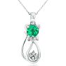 1 Carat Emerald and Diamond Cat Necklace In 10K White Gold, 18 Inches Image-1