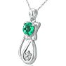 1 Carat Emerald and Diamond Cat Necklace In 10K White Gold, 18 Inches Image-3