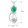 1 Carat Emerald and Diamond Cat Necklace In 10K White Gold, 18 Inches Image-4