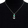 1 Carat Emerald and Diamond Cat Necklace In 10K White Gold, 18 Inches Image-5