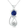 1 Carat Sapphire and Diamond Cat Necklace In 10K White Gold, 18 Inches Image-1
