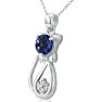1 Carat Sapphire and Diamond Cat Necklace In 10K White Gold, 18 Inches Image-3