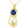 1 Carat Sapphire and Diamond Cat Necklace In 10K Yellow Gold, 18 Inches Image-2
