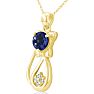 1 Carat Sapphire and Diamond Cat Necklace In 10K Yellow Gold, 18 Inches Image-3