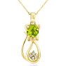 1 Carat Peridot and Diamond Cat Necklace In 10K Yellow Gold, 18 Inches Image-1