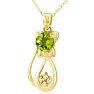 1 Carat Peridot and Diamond Cat Necklace In 10K Yellow Gold, 18 Inches Image-2