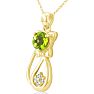 1 Carat Peridot and Diamond Cat Necklace In 10K Yellow Gold, 18 Inches Image-3